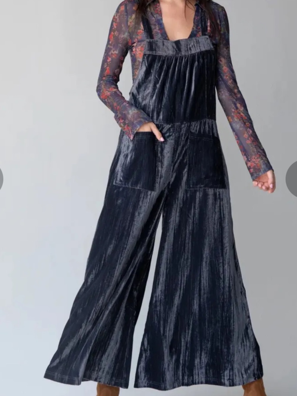 Natural Life Dakota Crushed Velvet Overalls NWT